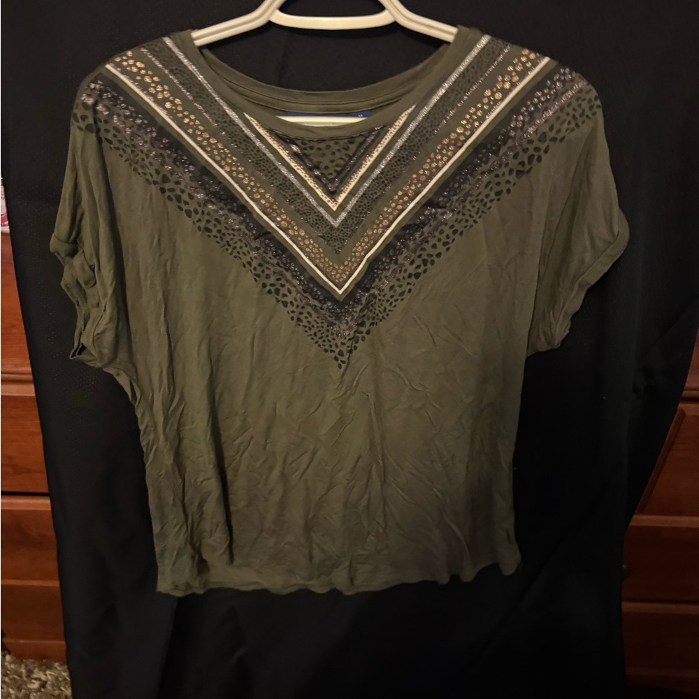 Olive Green Embellished Women's Top